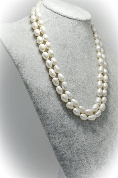 White Freshwater Pearl Necklace Long Chunky Baroque Pearl Etsy