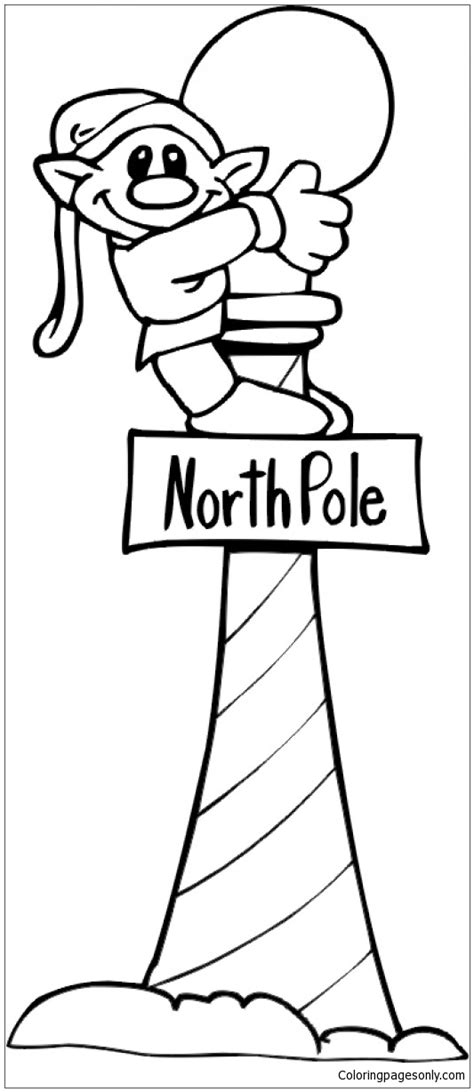 North Pole Sign Coloring Page