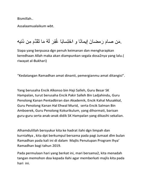Teks Emcee Ihya Ramadhan Pdf