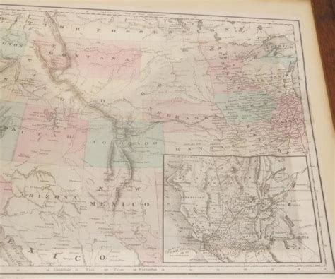 Lot Antique Original 1865 Map Of The Territories And Pacific States Engraved By J H Goldthwait