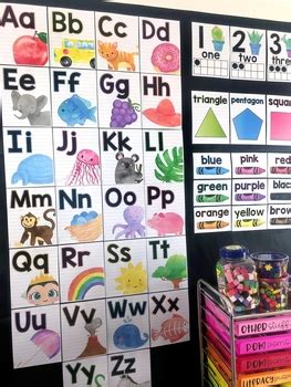 Classroom Decor Poster Set Alphabet Numbers Colors Shapes TPT