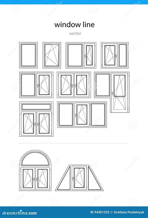 Set Icon Window Line Vector Stock Illustration Illustration Of