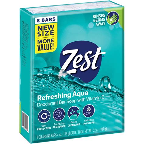 Zest Zestfully Clean Aqua Refreshing Bars 40 Oz 8 Count