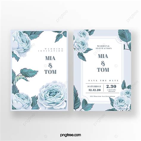 Hand Drawn Blue Flowers Wedding Invitation Template Download On Pngtree