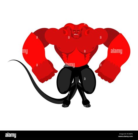 Demon Strong Red Powerful Devil Big Satan Angry Lucifer Stock Vector