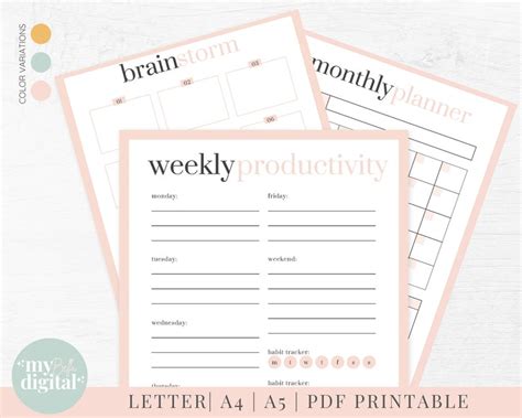 Productivity Planner Printable Daily Productive Daily Tasks Etsy