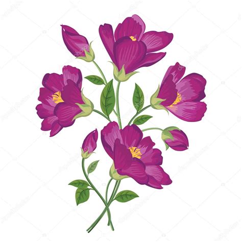 Violet Flower Bouquet — Stock Vector © Yokodesign 91145534