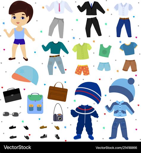 Paper Doll Boy Dress Up Clothing Royalty Free Vector Image