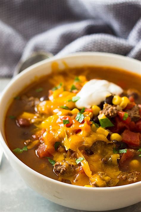 Traditionally served with hot white rice or potatoes, it's a great way to dress up a pound of ground beef and you probably have all the ingredients on hand! Easy Taco Soup | Countryside Cravings