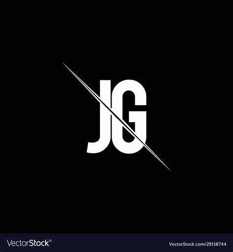 Jg Logo Monogram With Slash Style Design Template Vector Image