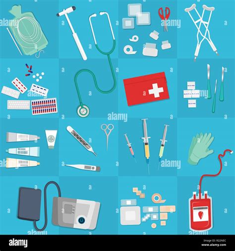 Medical Equipment Flat Web And Print Illustration Doctor Medical