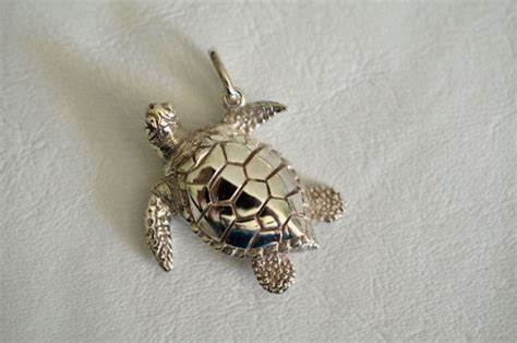 Turtle Pendant 925 Sterling Silver Turtle Sea Life Charm Etsy