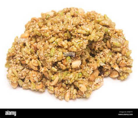 Big Piece Of Brittle Isolated On White Background Stock Photo Alamy