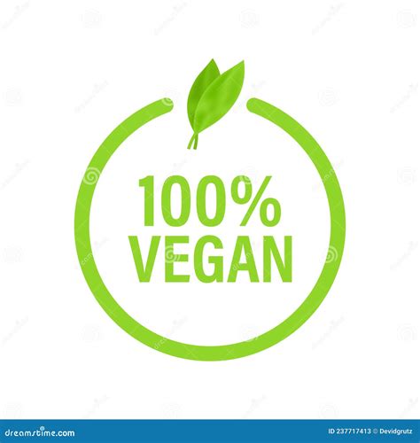 100 Vegan Icon Design Green Vegan Friendly Symbol Vector Stock