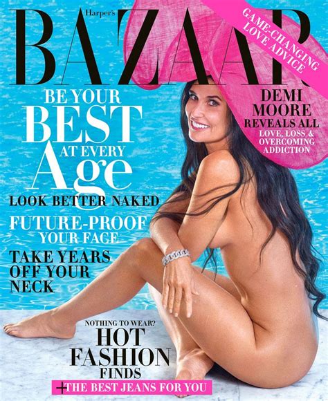 Demi Moore Goes Nude On Harpers Bazaar Cover Reveals Miscarriage