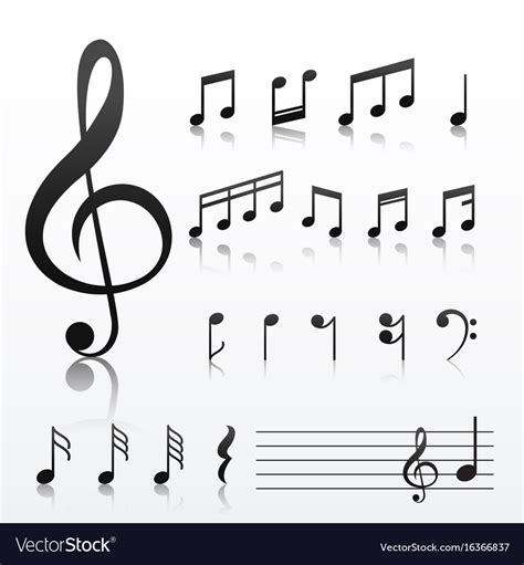How to read music notes quick learn cheat sheets page 5 steady beat an unchanging continuous pulse rhythm a pattern of long and short notes and rests. Collection of music note symbols Royalty Free Vector Image