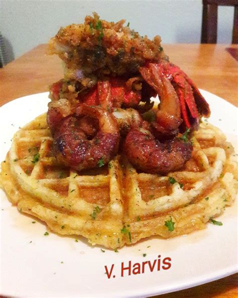 I've never had the red lobster version of this, but this is amazing.and so easy! Fried lobster tail w/ bacon- wrapped shrimp on a savory ...