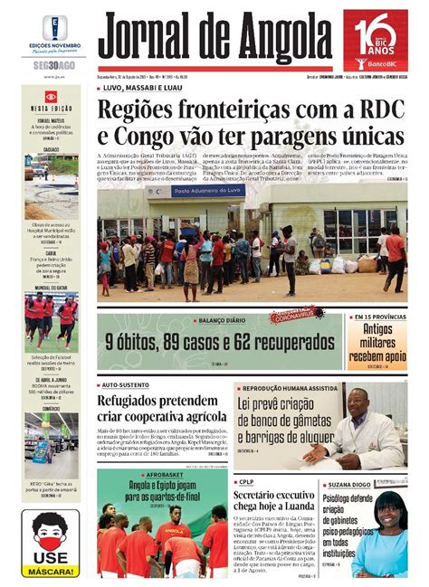Jornal De Angola Segunda 30 De Agosto De 2021