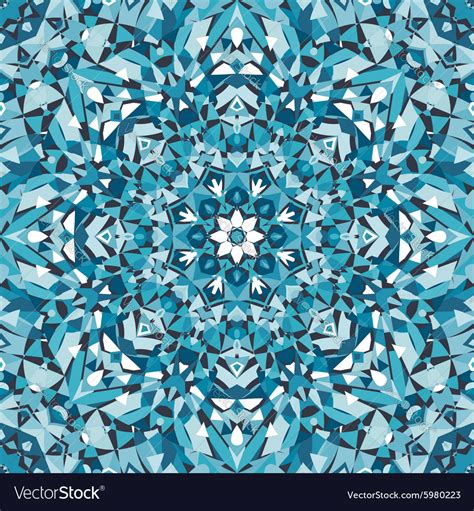 Blue Circular Kaleidoscope Pattern Royalty Free Vector Image
