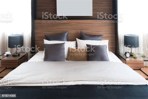 Interior Of Luxury Bedroom In House Or Hotel With Lamp Interior Bedroom