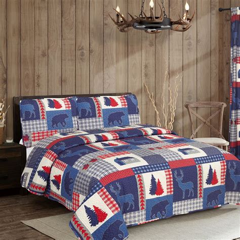 Aubrie Home Americana 3 Piece King Quilt Coverlet Bedding Set Rustic