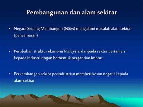 Mereka mampu membuat tempat tinggal, studio, dan perkantorannya terlihat seperti invisible karena menyatu dengan alam. PPT - PEMBANGUNAN DAN ALAM SEKITAR PowerPoint Presentation ...