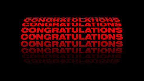 Congratulations Red 3d Text Tube Animation Black Background 2018619