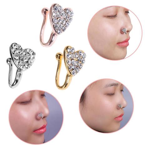 Crystal Alloy Rhinestone Nose Studs Fashion Nose Rings Hooks Bar Pin