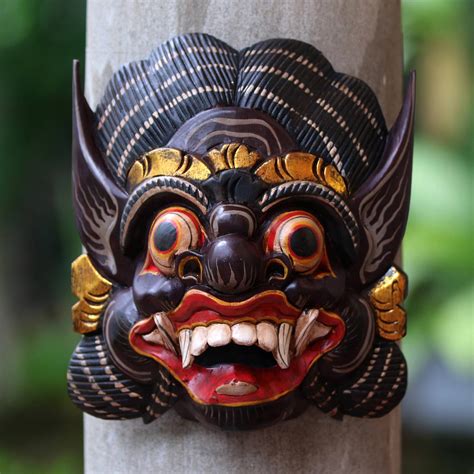 Hand Carved Wood Mask Of Barong From Balinese Mythology Balinese