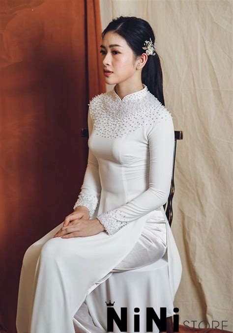 20 mẫu áo dài cưới trắng trơn đơn giản đẹp mới nhất 2024 Áo dài nini