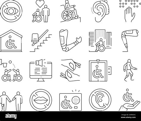 Disability Technology Collection Icons Set Vector Stock Vector Image