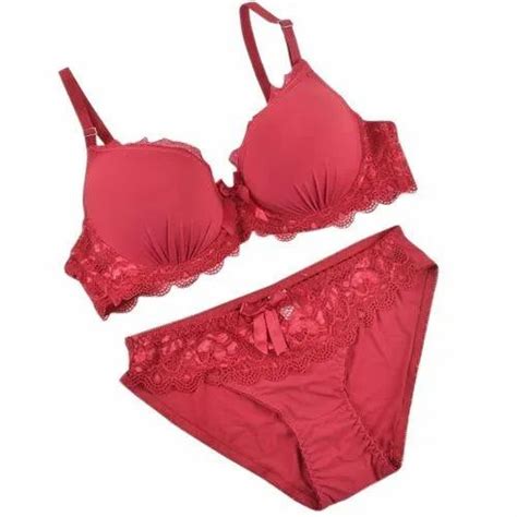 Cotton Padded Ladies Red Bra Panty Set Size 28 44 Inch At Best Price