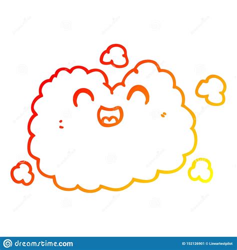 A Creative Warm Gradient Line Drawing Cartoon Happy Smoke