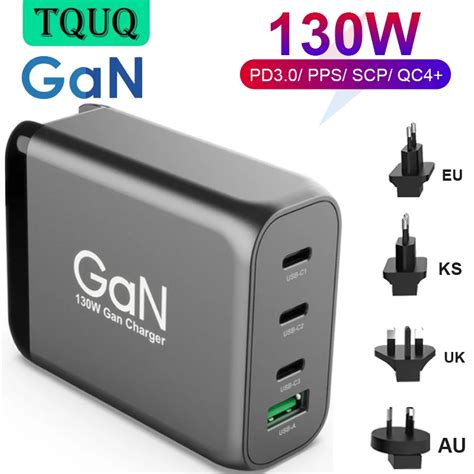 Chargeur Mural 4 Ports Gan Usb Type C Pd 130w 65w Pps 45w Pour