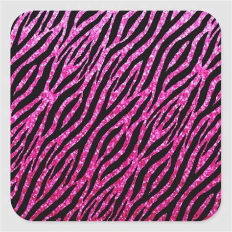 Trendy Hot Pink Zebra Print Glitz Glitter Sparkles Heart Sticker