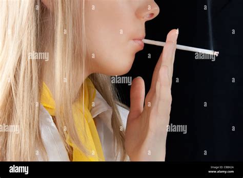 Beautiful Young Girl Smoking Cigarette Stock Photo Alamy