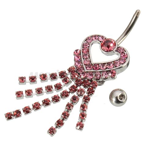 Crystal Rhinestone Tassel Navel Dangle Button Belly Ring Body Piercing Jewelry Ebay