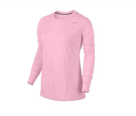 Nike Womens Dri Fit Legend Long Sleeve T Shirtpinkwhitex Small
