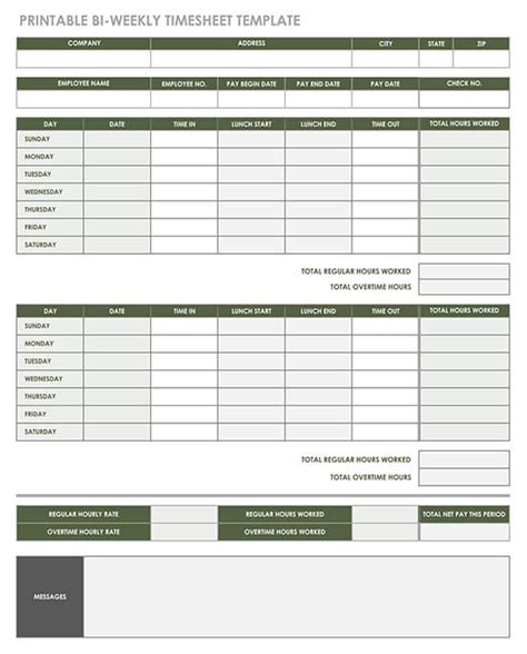 9 Free Bi Weekly Timesheet Templates Excel How To Make