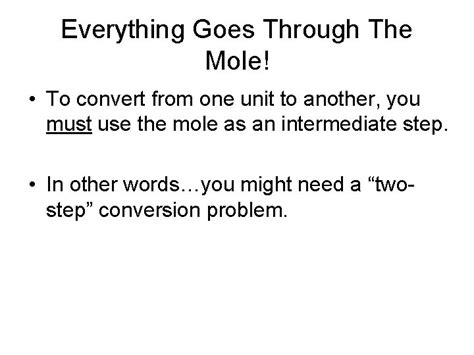 The Mole Road Map Chemistry Unit 6 Chemical