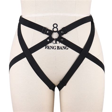 Pentagram Womens Fashion Sexy Harness Belt Adjust Size Black Elastic Strappy Bondage Cage Waist