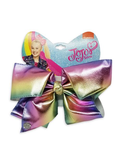 Jojo Siwa Large Cheer Hair Bow Pastel Rainbow Metallic