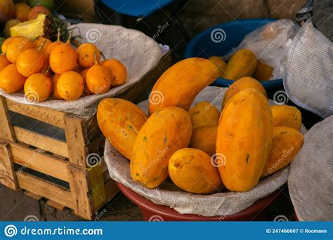 Fresh Fruits And Vegetables At The Local Market In Lima Stock Image