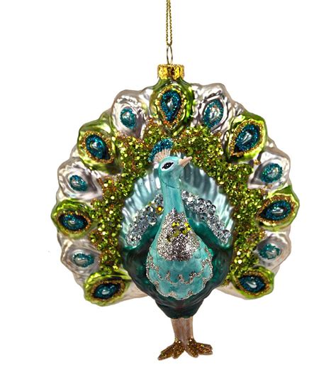 Fantail Glass Peacock Ornament Peacock Ornaments Christmas