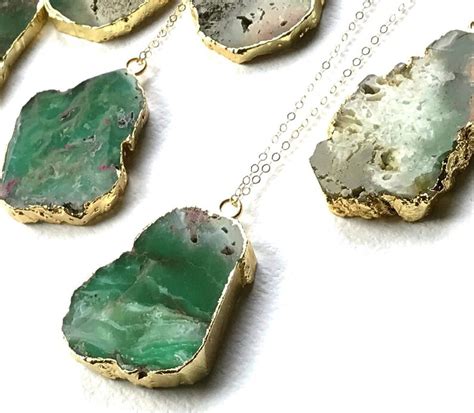 Chrysoprase Necklace Natural Genuine Green Gemstone Pendant Etsy