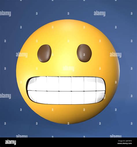 A D Illustration Of A Yellow Emoji With A Grimacing Face In A Blue