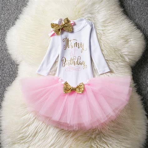 1 Year Girl Baby Birthday Dress Autumn 2017 Cotton Kids Baby Clothes
