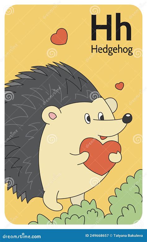 Hedgehog H Letter A Z Alphabet Collection With Cute Cartoon Animals In