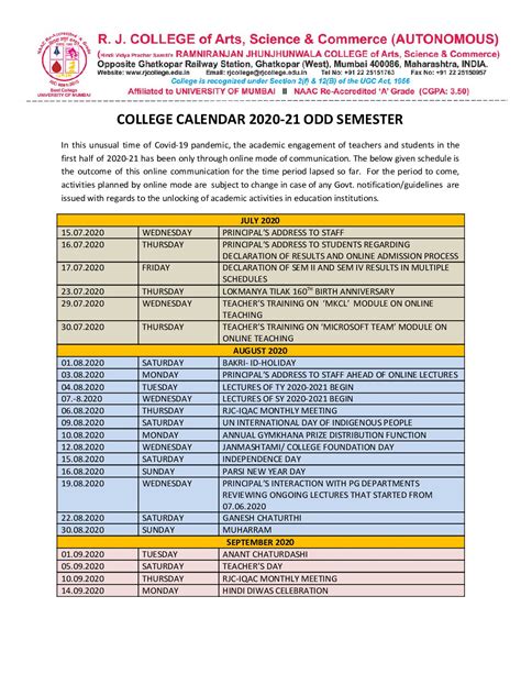 Academic Calendar 2020 21 Hindi Vidya Prachar Samitis Ramniranjan