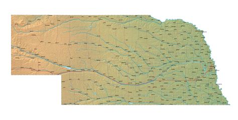 Nebraska Terrain Map In Fit Together Style With Terrain Ne Usa 852098